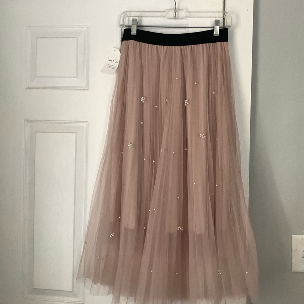 Pearl adorned maxi skirt